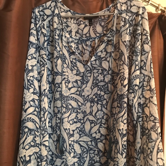 Lane Bryant Tops - Lane Bryant Blue/White Tassel Top Sz 22/24